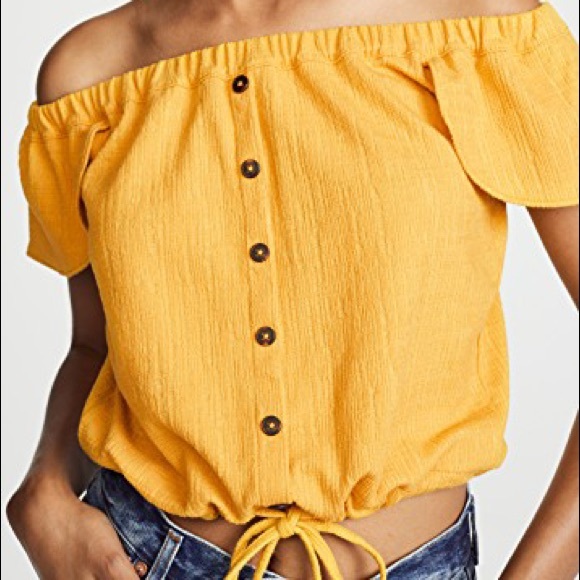Madewell Tops - Texture and Thread Yellow Off the Shoulder Top